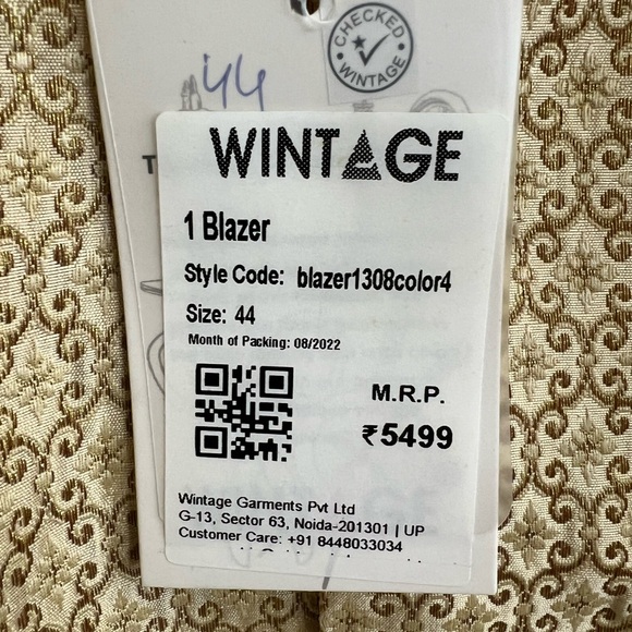 Wintage Gold Formal Mens Jacket Size 44 NWT - Picture 9 of 11